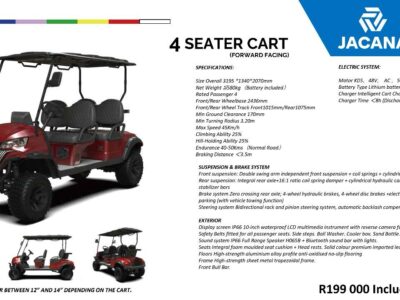 Jacana 4-Seater Forward Facing Golf Cart – R199,000 Including VAT